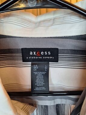 Axcess by Claiborne Men's Striped Button-Up Shirt — White & Gray